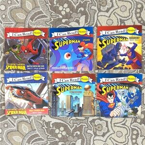 4/$20  6 Superhero Mini Books Spider-man Superman Learn to Read Phonics